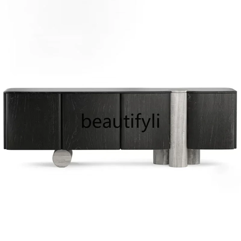 E182 Italian minimalist side cabinet designer dining room locker medium antique living room solid wood black decorative cabinet