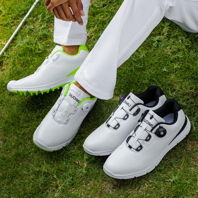 Cross border export golf comfortable breathable leather rotary button anti-skid fixed couple nailing shoes in summer