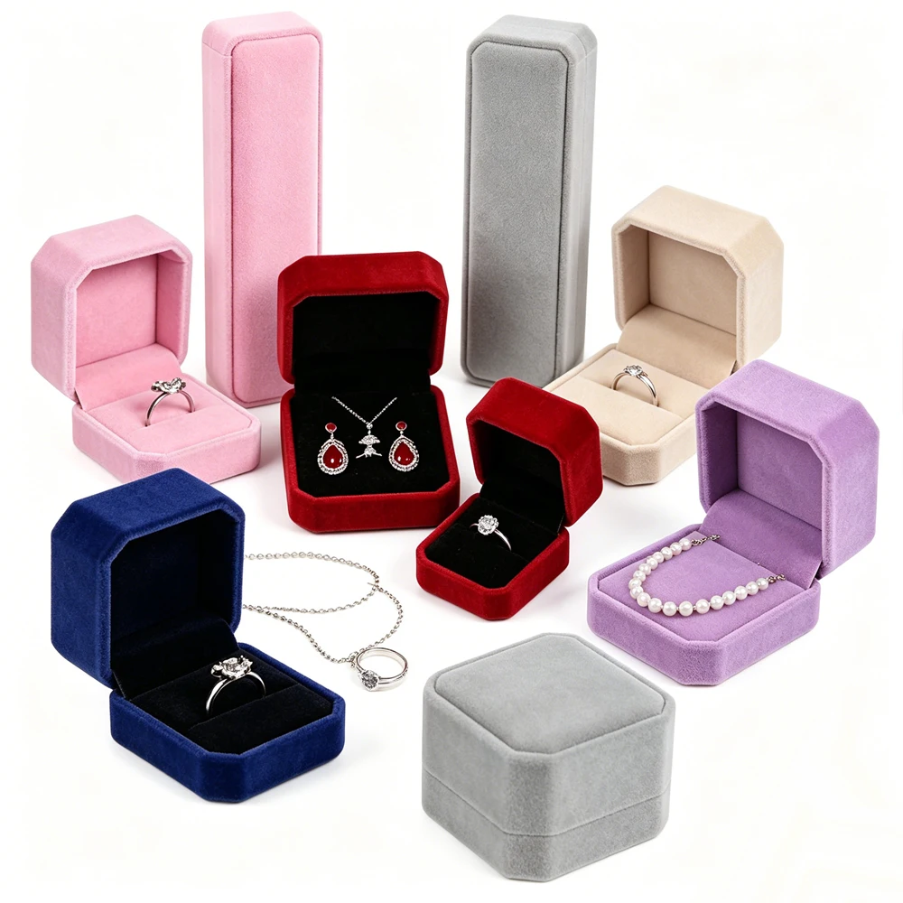 1pcs Velvet Rings arring Display Box, Square Lid Open Storage Organizer Case, Wedding Marry Gift Favor, Jewelry Holder for Women