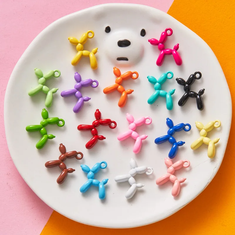 10pcs 19x14mm 3D Balloon Dog Metal Charms Pendant Multi-colors Mixed DIY Jewelry Making Findings Accessories Necklace Earring