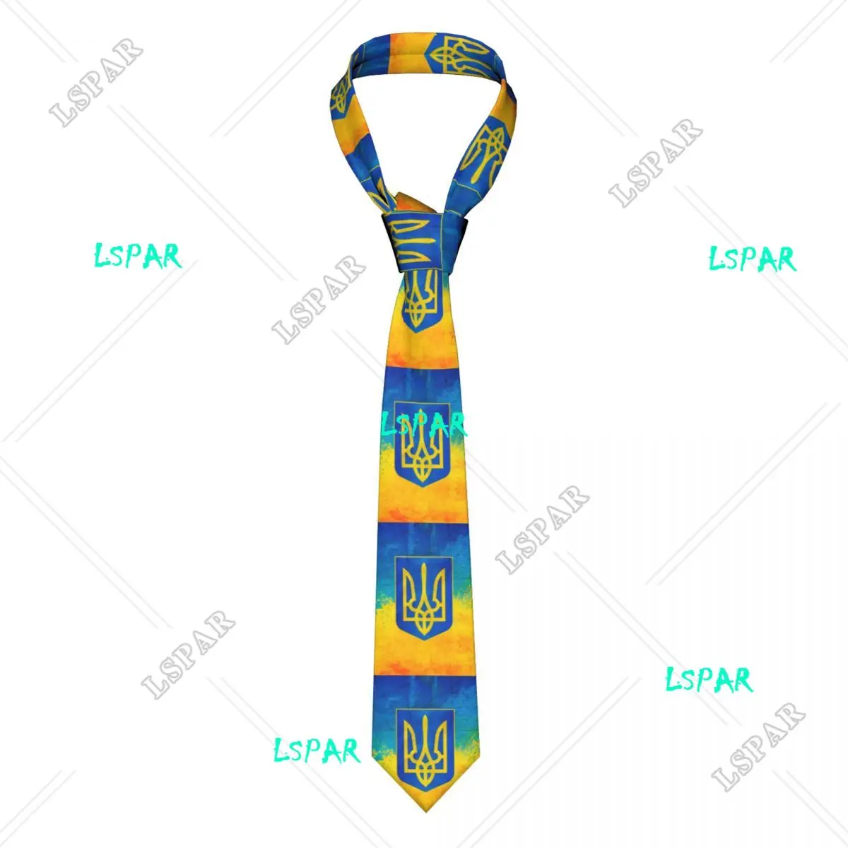 

Custom Ukrainian Flag Tie Men Classic Coat Of Arms Of Ukraine Silk Wedding Neckties