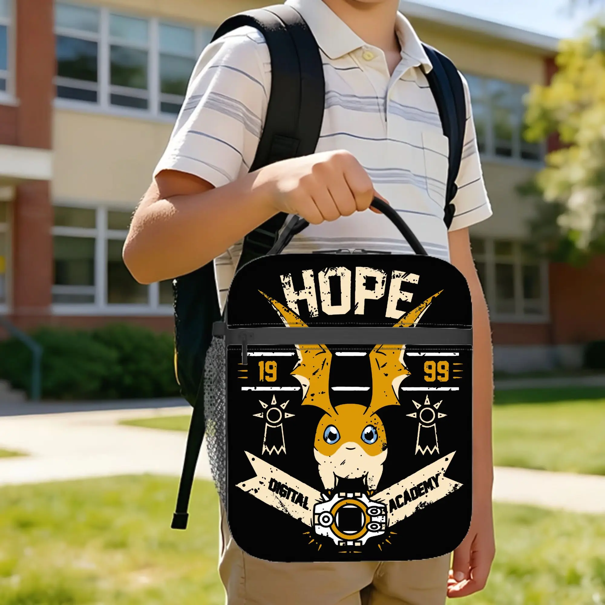 Hope Academy Insulated Lunch Bags Cooler Bag Reusable,Lunch Container Digimon Nostalgic Anime Portable Lunch Box Tote Girl Boy
