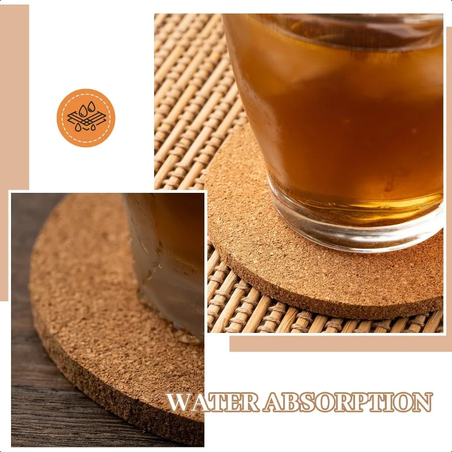 Posavasos de corcho absorbentes redondos de 6 pulgadas, posavasos de plantas de corcho de madera para bebidas caseras, mesa de centro, comedor, mesa de madera, escritorio, 12 Uds.