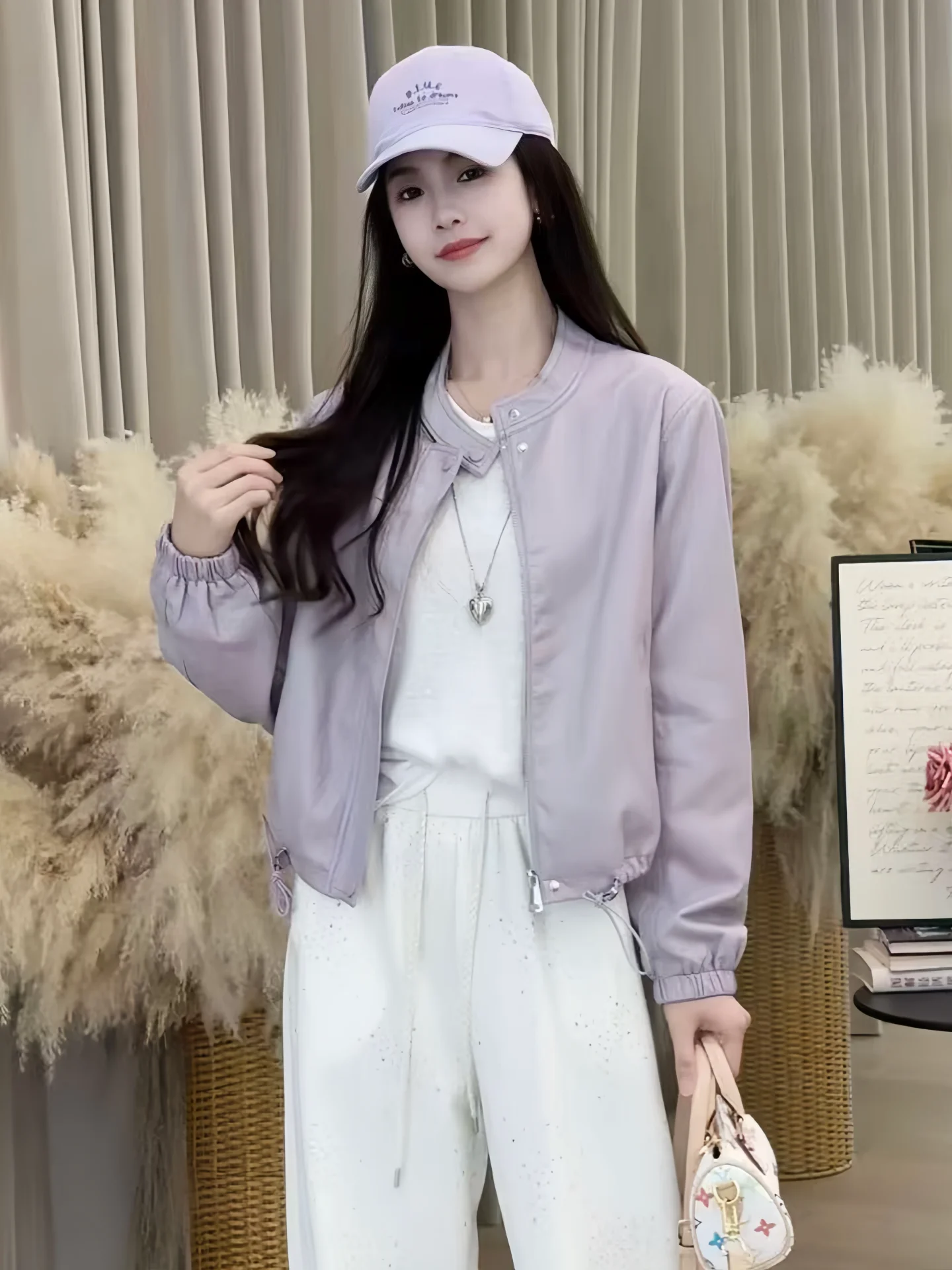 Fashionable Short PU Leather Jacket Women's Motorcycle Style Stand Collar Slimming Spring New Arrival Casual Chic Top