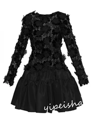 Customized Jiayigong  Classic Modern Style Formal Evening O-Neck A-line Appliquess Bespoke Occasion Dresses