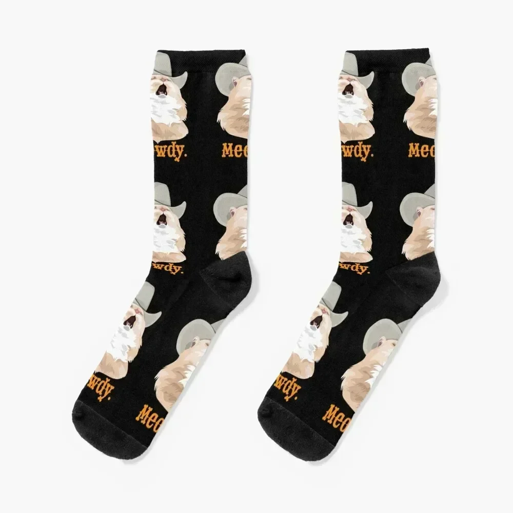 Meowdy Singing Cat Wearing a Cowboy Hat Meme Socks Rugby japanese fashion sports stockings man Socks For Girls Men's