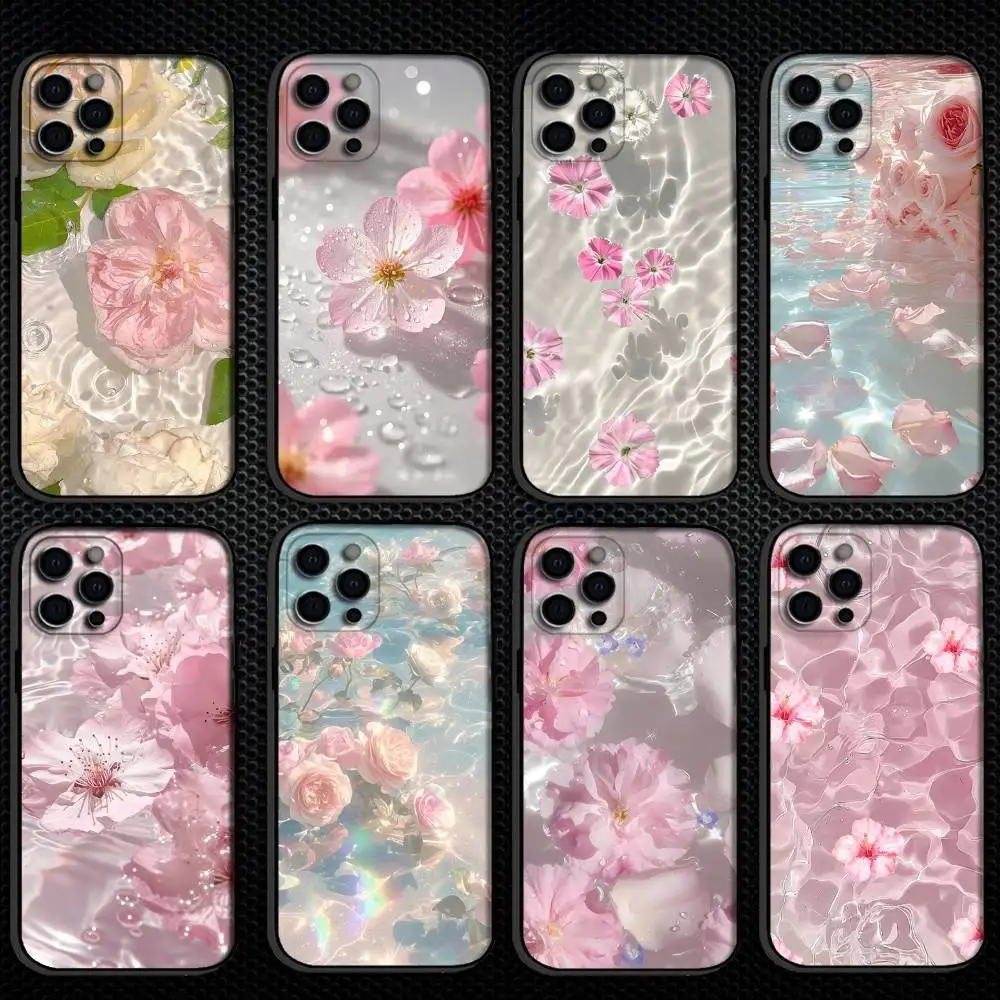 

Peach blossoms shine and sparkle Phone Case For iPhone 16,15,14,13,12,11 Plus,Pro Max, Others Soft Black Cover