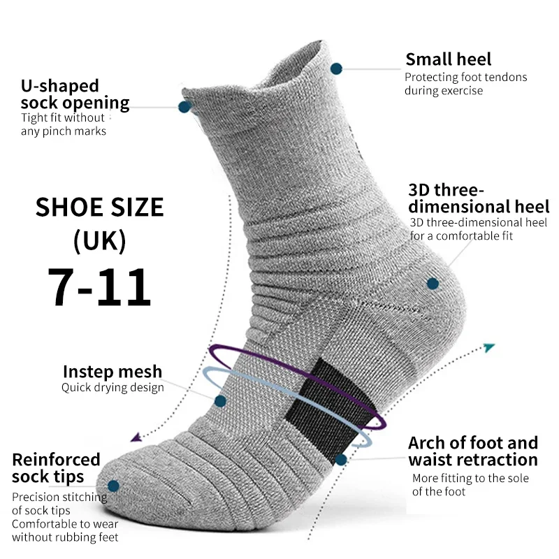 3Pairs Anti-slip Football Socks Men Women Cotton Sock Short Long Tube Soccer Basketball Sport Socks Breathable Deodorous Socks