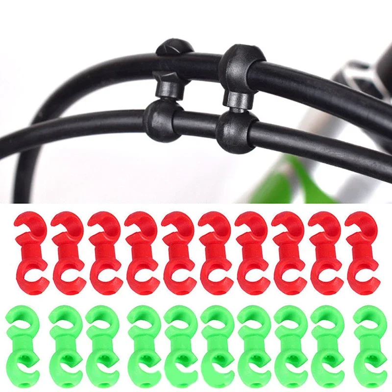 10pcs Bicycle MTB Brake Cable Clips S Shaped Bicycle Brake Lines Hose Hook Clips Holder Guide Hose Buckle Clip Bike Accessories