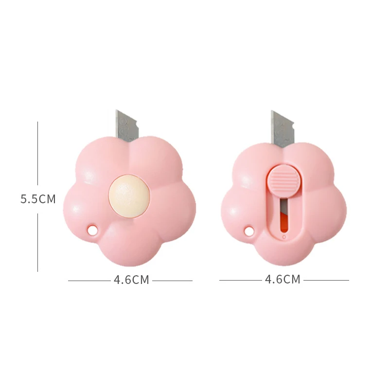 Creative Mini Utility Knife Cute Retractable Flower Shape Pocket Box Cutters Home Office School Stationery Cutting Supplies