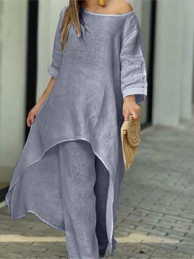 

Women's Casual Solid Set Fashion Loose Long Sleeve O Neck Pullover Tops+pants Two Piece Sets For Women Spring Womens Clothing