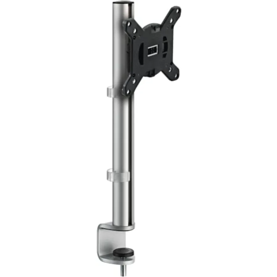 Home office monitor mount with desk clamp base aluminum alloy silver ergonomic height/angle adjustment and quick installation