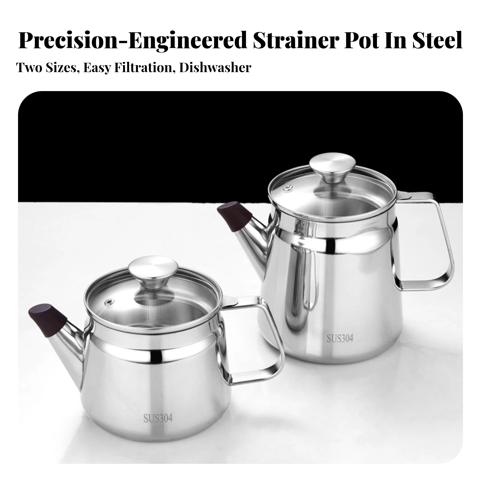 Stainless Steel Straining Pot Food Grade Straining Pot with Lid Strainer Jug Easy-Pour Polished for Soy Milk Making, Kitchen
