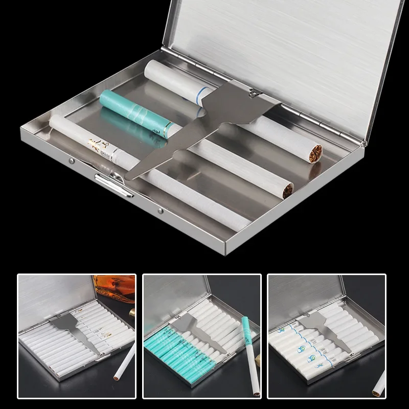 Portable Stainless Steel Delicate Cigarette Case, Outdoor Moisture-proof and Pressure-proof Metal Cigarette Case