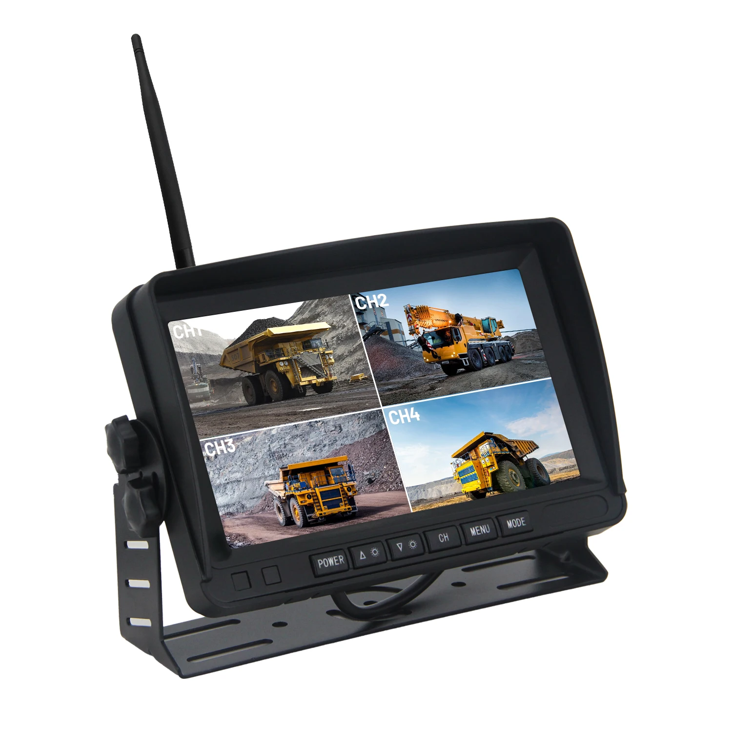 hit product7-inch 4CH Wireless Waterproof Forklift & Truck Camera System, Backup Monitor with Reverse View - Heavy Duty Safety C