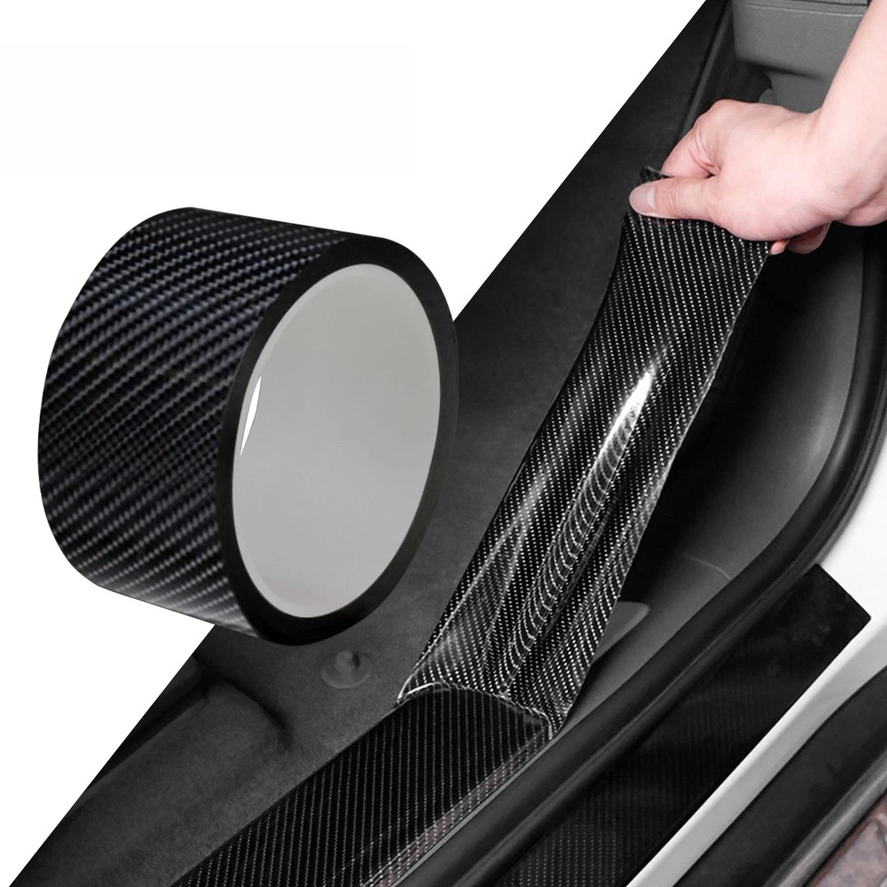 

1PC Carbon Fiber Car Sticker Pasting Protective Strip Car Sill Rearview Mirror Anti Scratch Tape Waterproof Protective Film