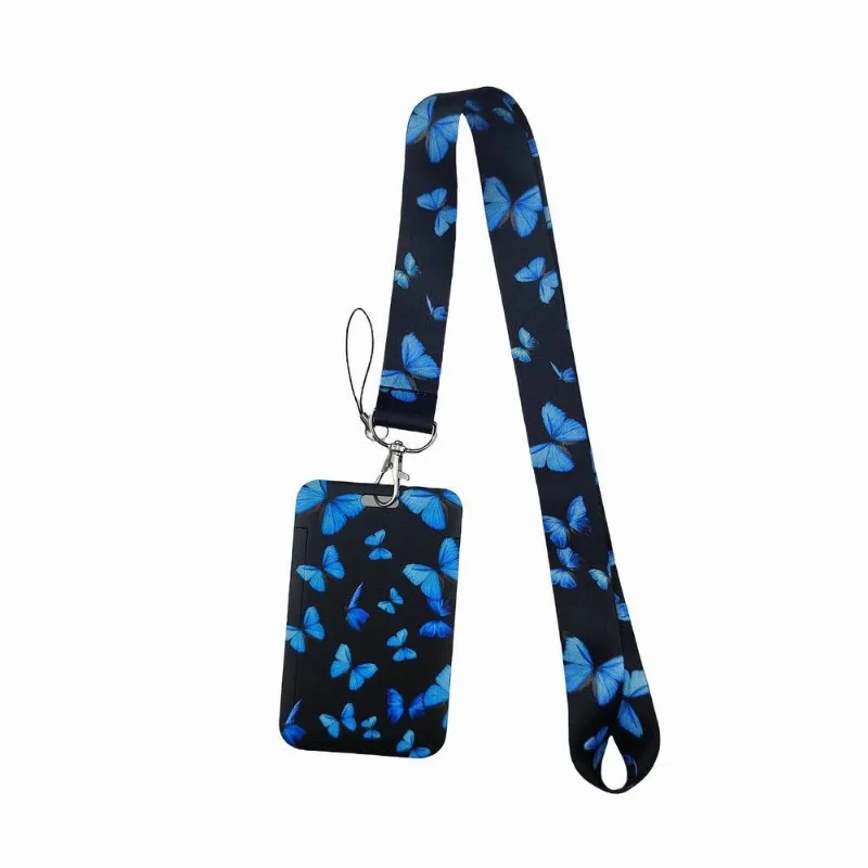 Butterfly ID Card Holders Lanyards Girls Door Card Case Hanging Rope Women Badge Holder Neck Strap Business Card Gift