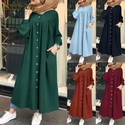 Vestido musulmán largo Kimono Hijab para mujer, de Dubái Abaya, ropa islámica, camisa con botones, vestidos largos, Abaya africana