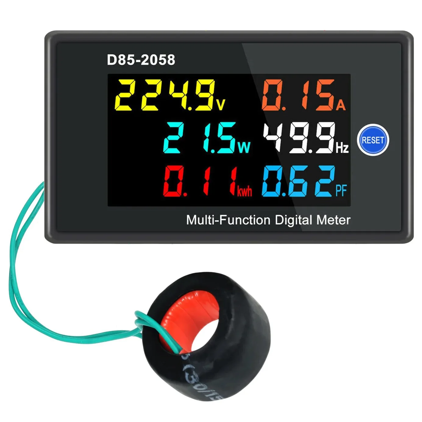 D85-2058 AC40-300V Digital Voltmeter Ammeter Multi-function Single Phase AC Power Frequency Electric Energy Power Factor Monitor