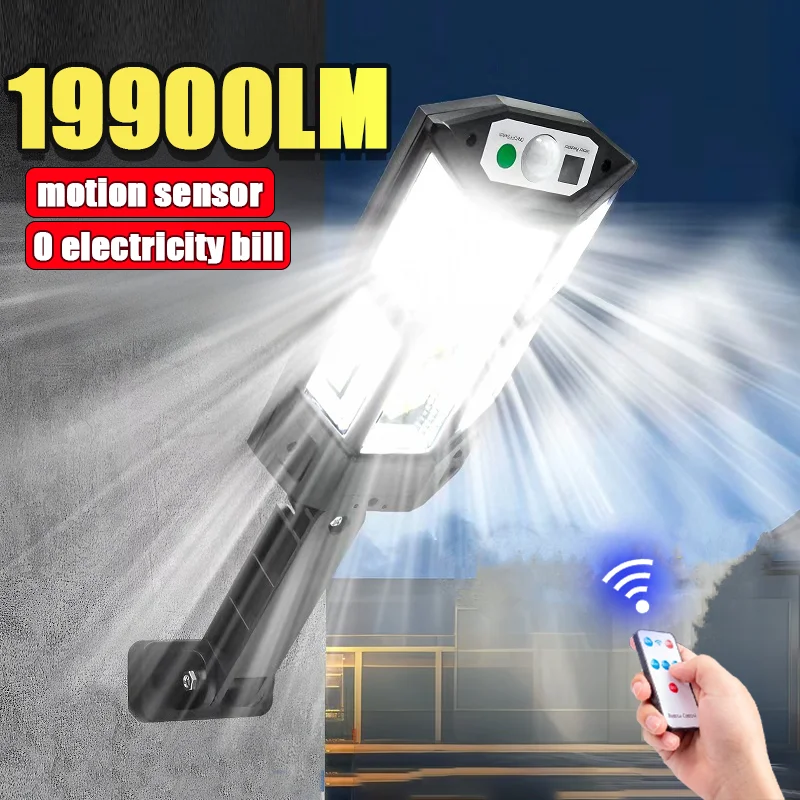 NEW 19900LM Powerful LED Solar Lamp Super Bright 3 Mode Street Light Outdoor Waterproof Motion Sensor Remote Control Garden Lamp