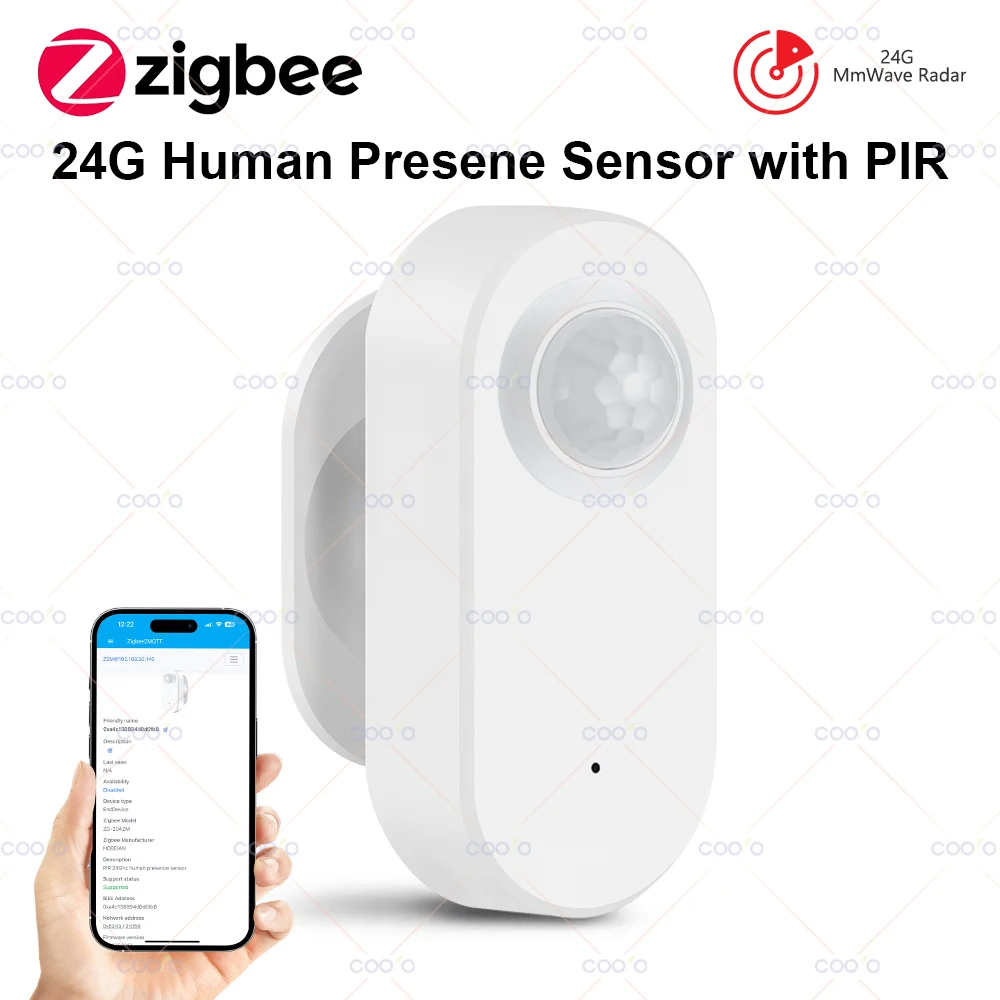 

ZigBee 3IN1 датчик присутствия человека 24G радар миллиметровой волны PIR обнаружение яркости детектор расстояния для умного дома