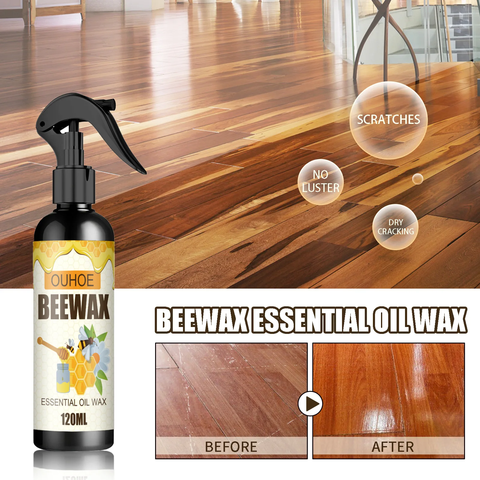 Furniture beeswax spray furniture floor care polishing waterproof scratch-proof renovation care wax