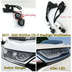 Headlight Modification Upgrade Adapter Harness For 17-20 Honda CRV 8 Pins From Halogen To LED Without Turn Assist Lamp
