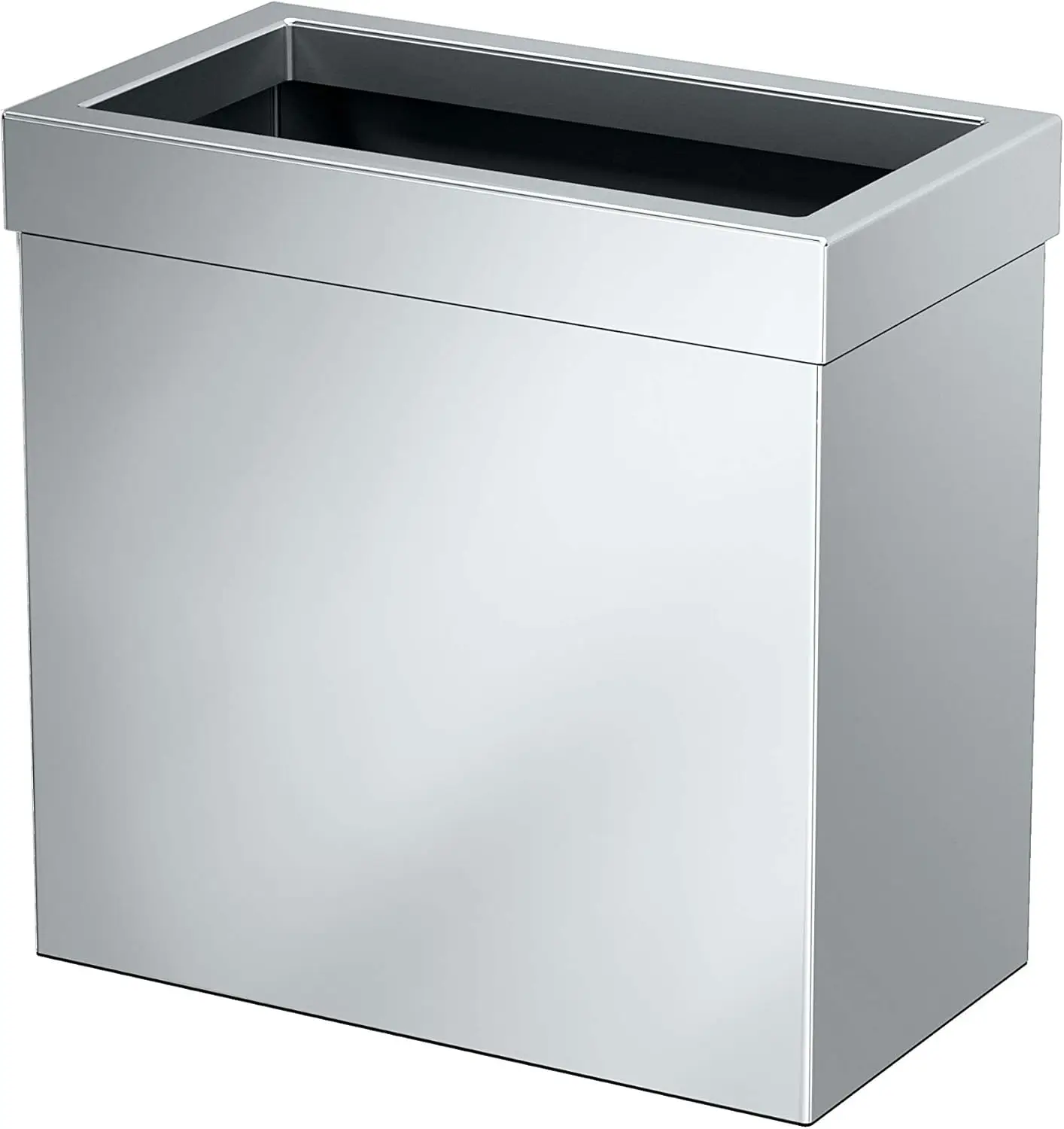 

Modern Rectangle Wastebasket, Chrome - Stainless Steel Trash Can with Removable Lid, Leakproof, 3 Gallon Capacity for Bathroo