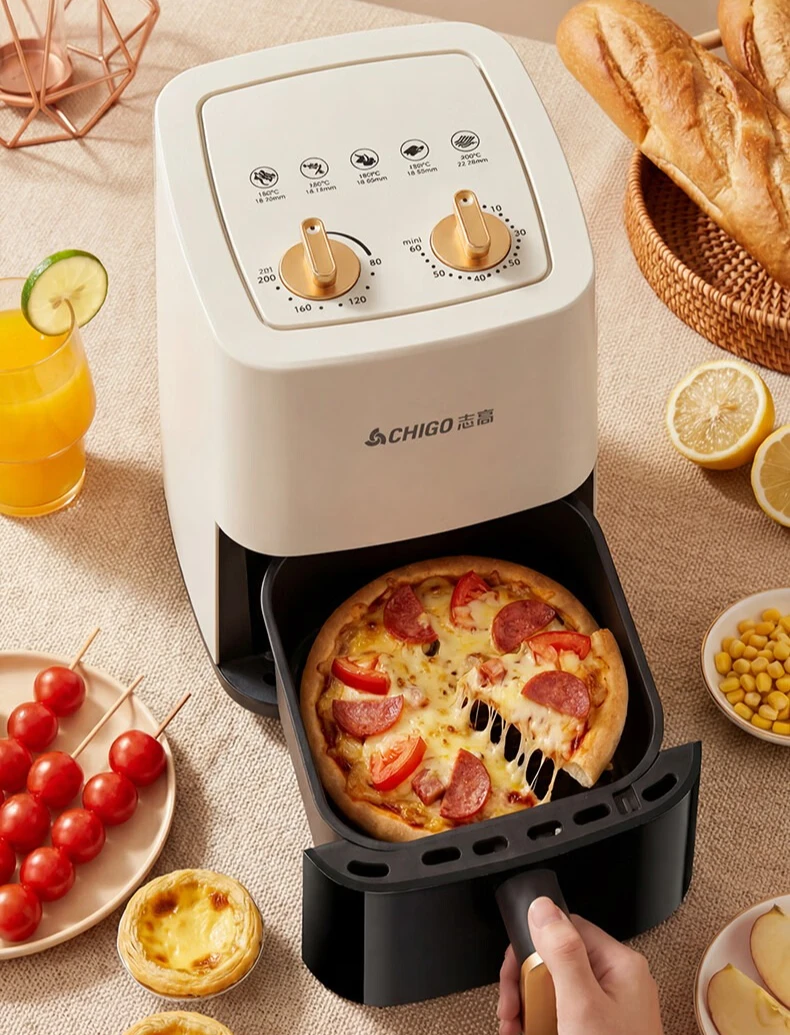 CHIGO air fryer household multifunctional steaming and baking integrated small 1-2 person visible model with large window 5L