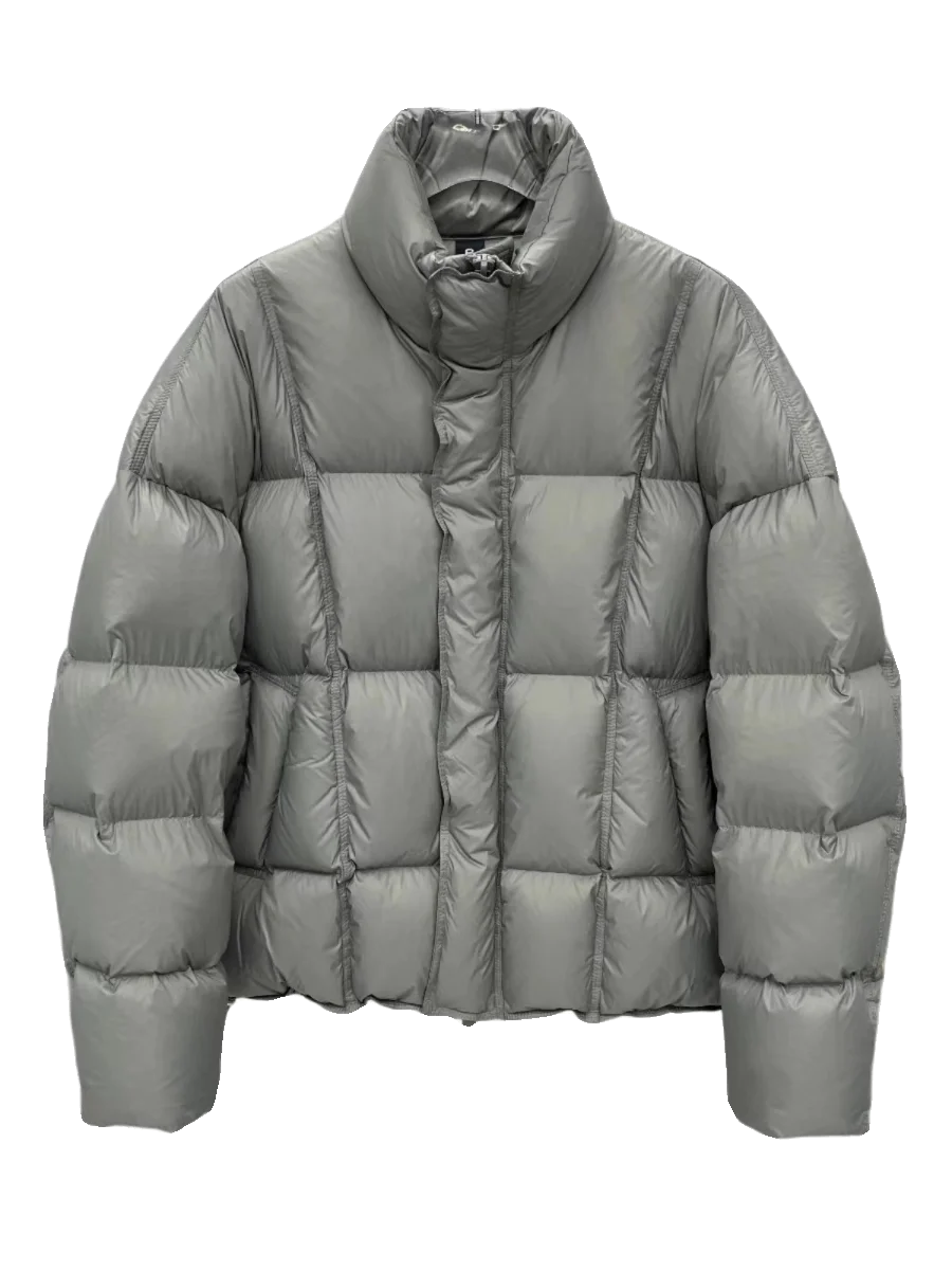 

2023 Winter plaid stand collar thickened down jacket loose 90 white duck down