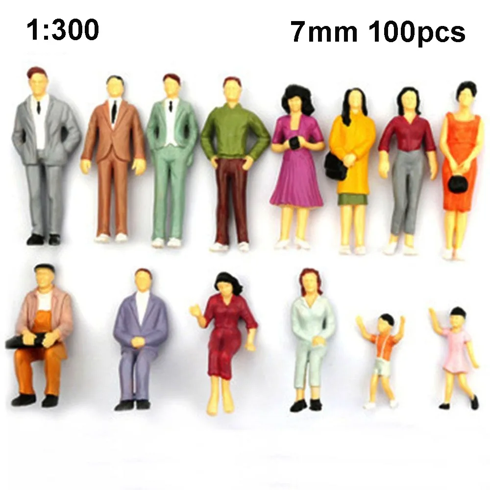 100Pcs 1:100/1:150/1:75/1:50 Schaal Mensen Cijfers Gemengde Kleur Pose Model Building Passagiers Poppenhuis Decoraties Kids Speelgoed