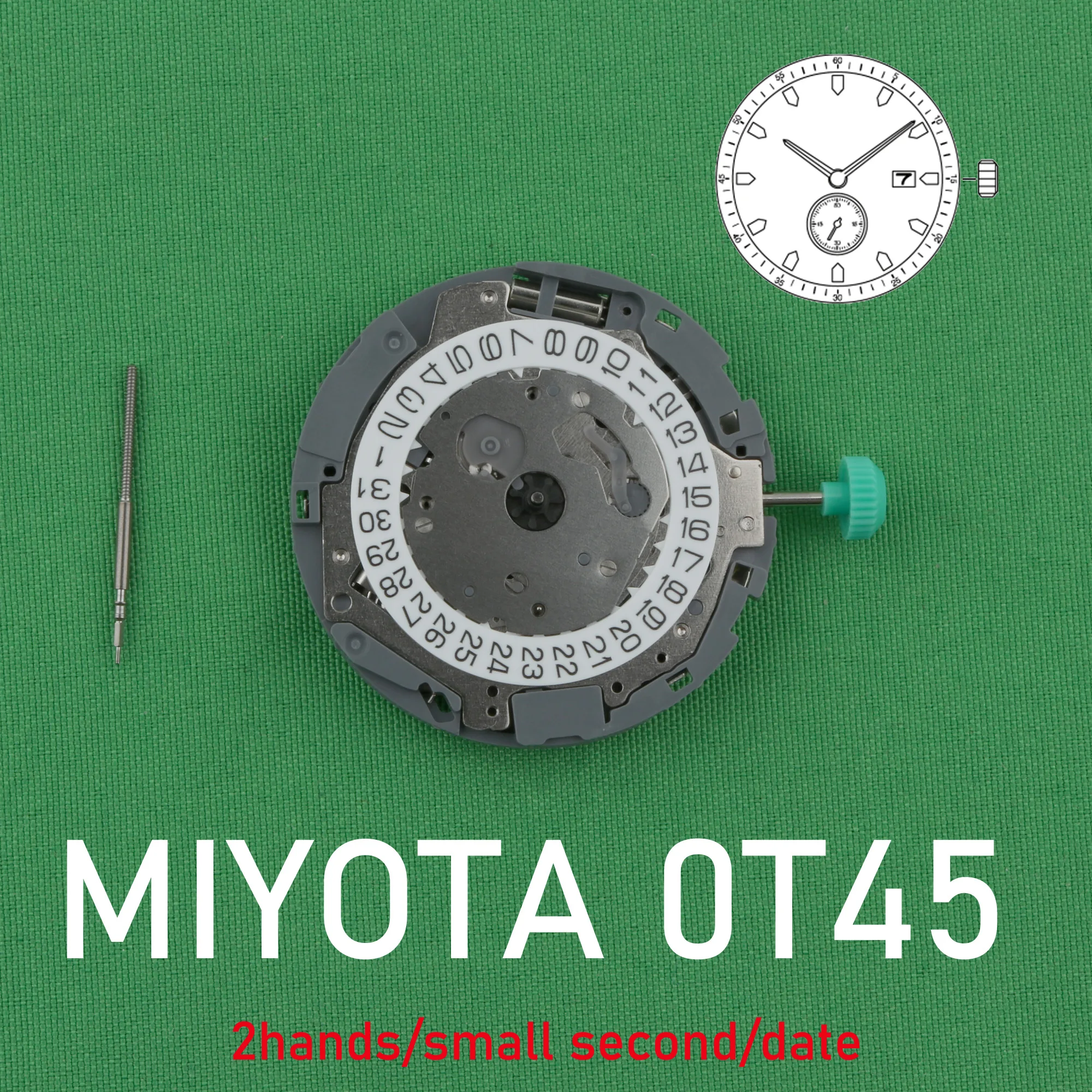 حركة 0T45 ميوتا 0t45 حركة ساعة كوارتز 2 عقارب، ثانية صغيرة للسيدات، حركة التاريخ DIY حركة OT45
