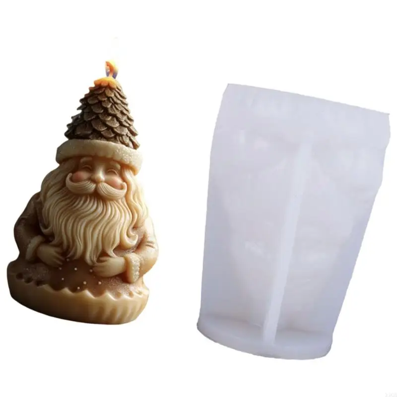 2025 جديد SANTA SILICONE CONDLE CONDLE MOULL مقاومة للحرارة شرط عيد الميلاد قالب شمعة