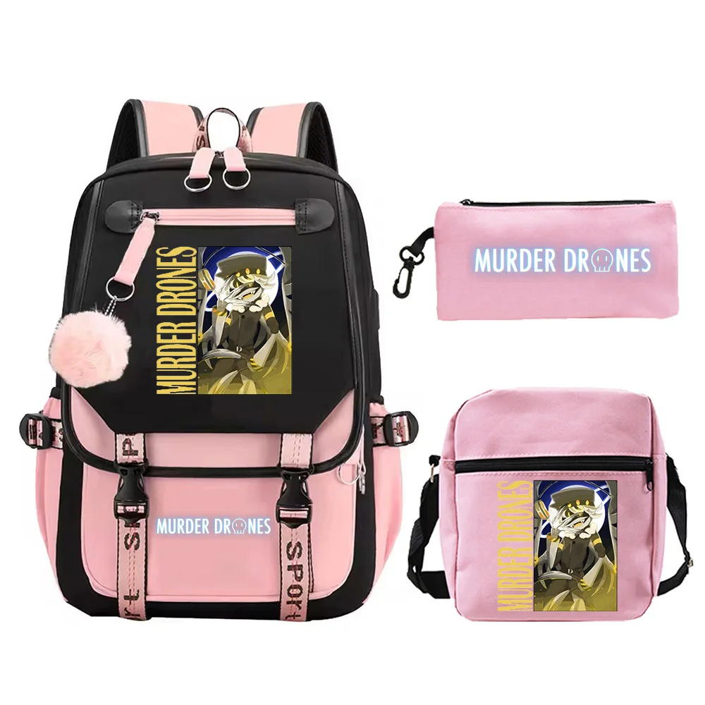 3Pcs/Set Murder Drones Anime School Bags Girls Boys Cartoon Backpack Students Schoolbag Teenager Ootdoor Travel Backpack Gifts