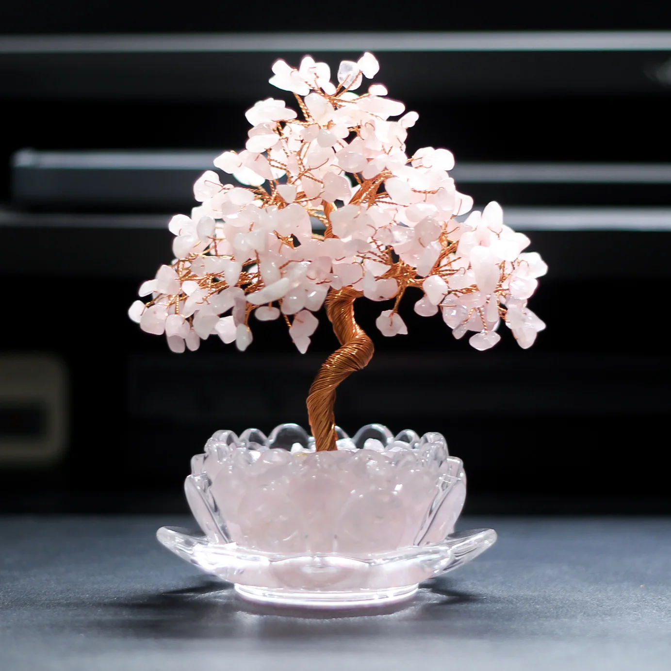1PC Lucky Crystal Tree Wealth Basin Natural Crystal Crushed Stone Money Tree Office Desk Stress Relief Handmade Decoration
