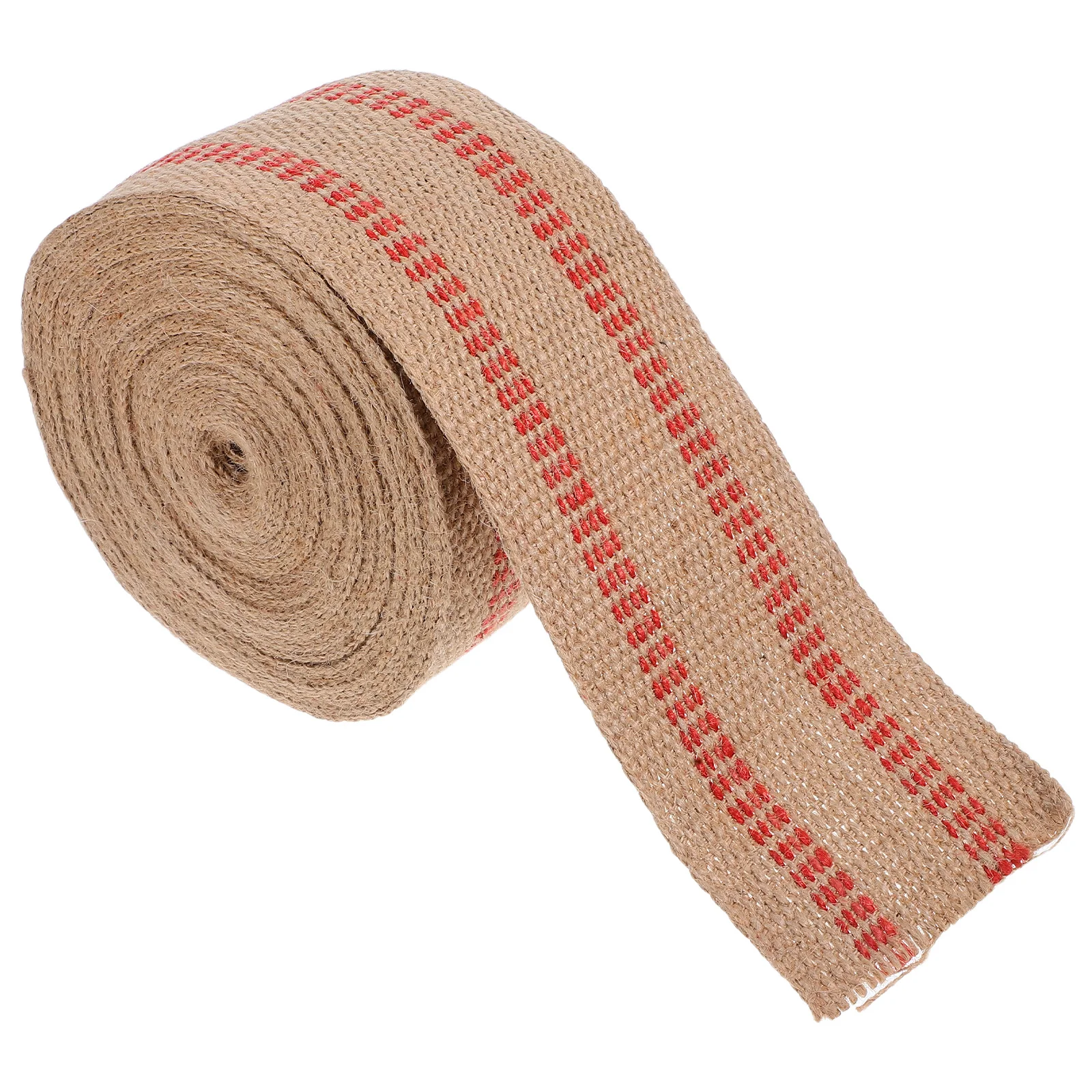 

1 Roll 10M Red Striped Jute Webbing Vintage Natural Burlap Ribbon For Chair Repair Diy Craft Wreath Decoration Wedding Party
