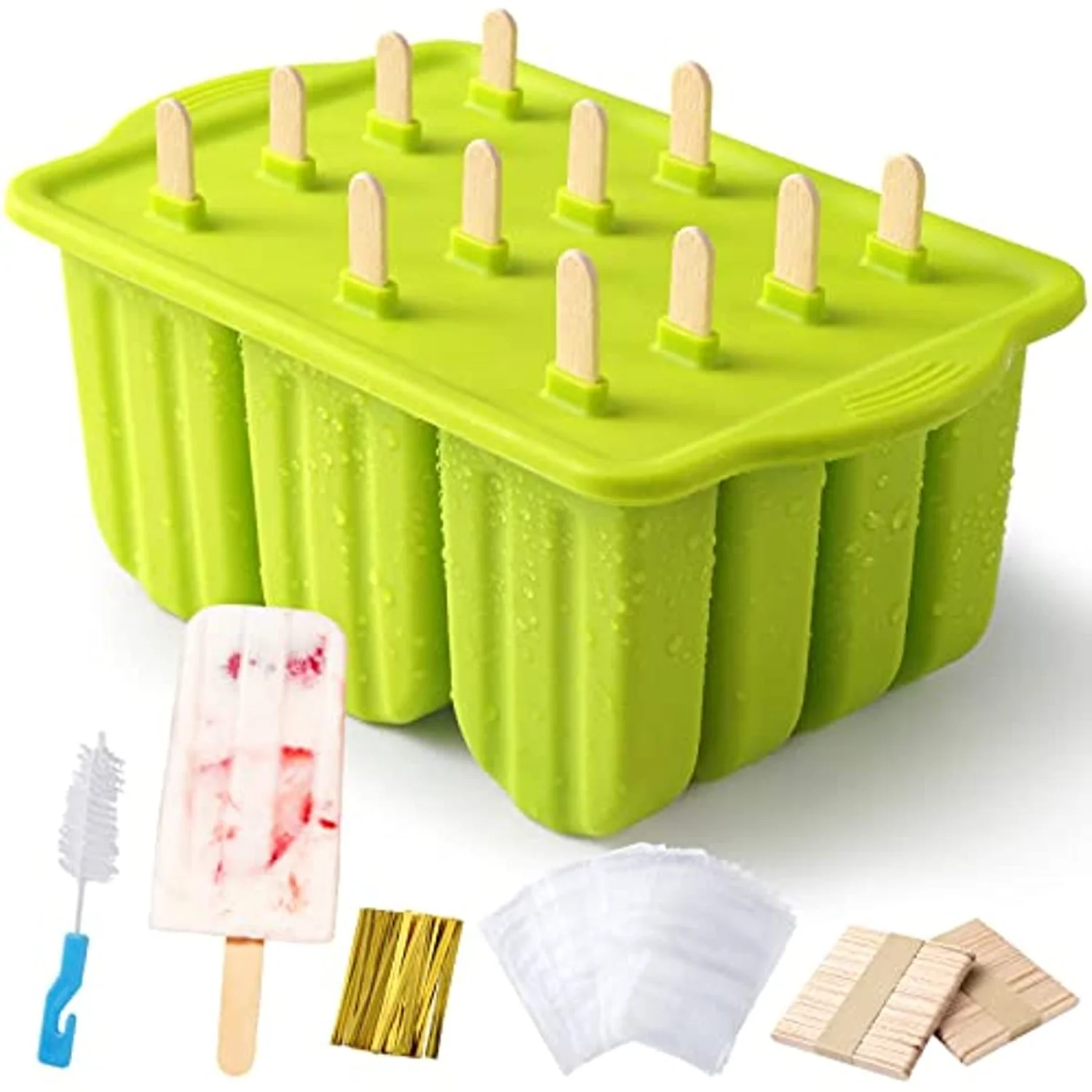 Silicone Popsicle Molds Set w/ Sticks & Cleaning Brush - BPA-Free, Easy-Release Ice Cream Maker for Healthy Summer Treats