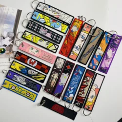 Anime Lanyard Embroidery Jet Key Tag Key chain Pendant Cartoon Keychains Manga Accessories For bag Key ring wholesale Gifts