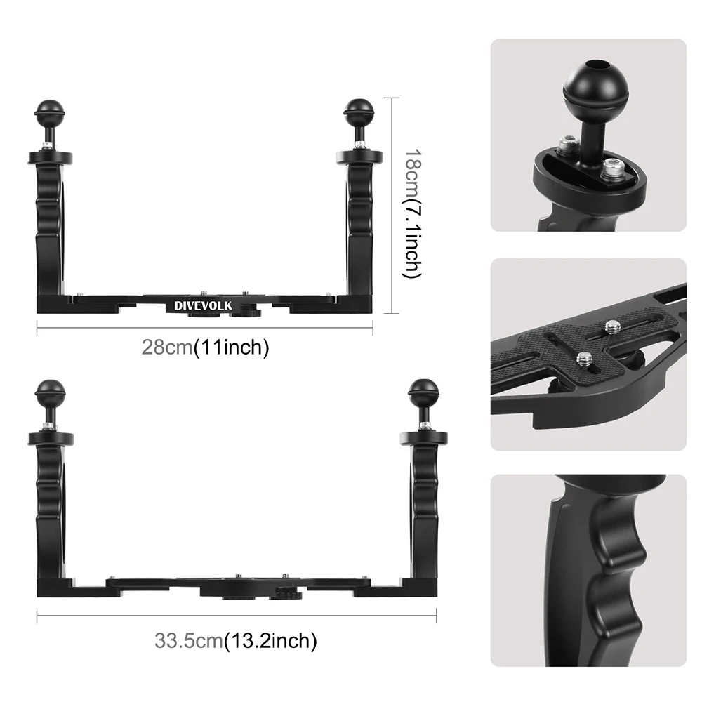 DIVEVOLK DUAL Handle Tray for seatouch 4 max underwater Housing