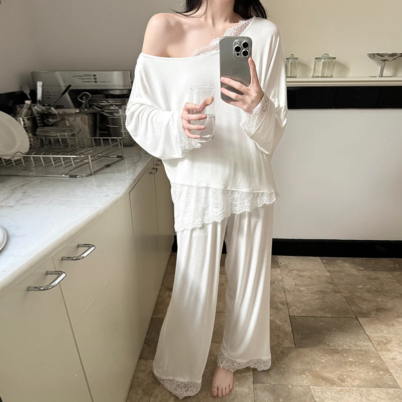 

Pajama Sets Embroidered Wedding Women Winter Painting Printed Three Quarter Sleeve Hooded Full Length Pants Warm Thermal Quilted