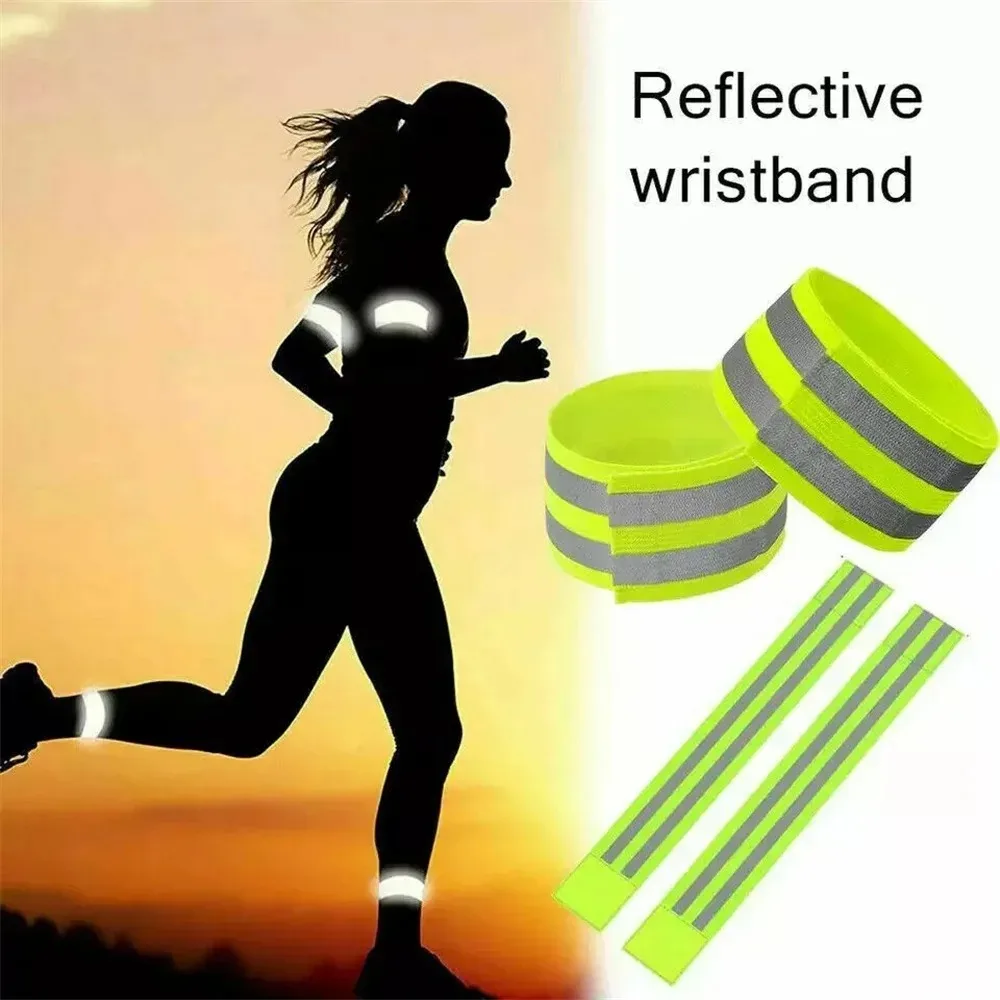 2pcs Reflective Bands For Wrist Arm Ankle Leg Visibility Reflect Straps For Night Walking Cycling Running Safety Reflector Tape