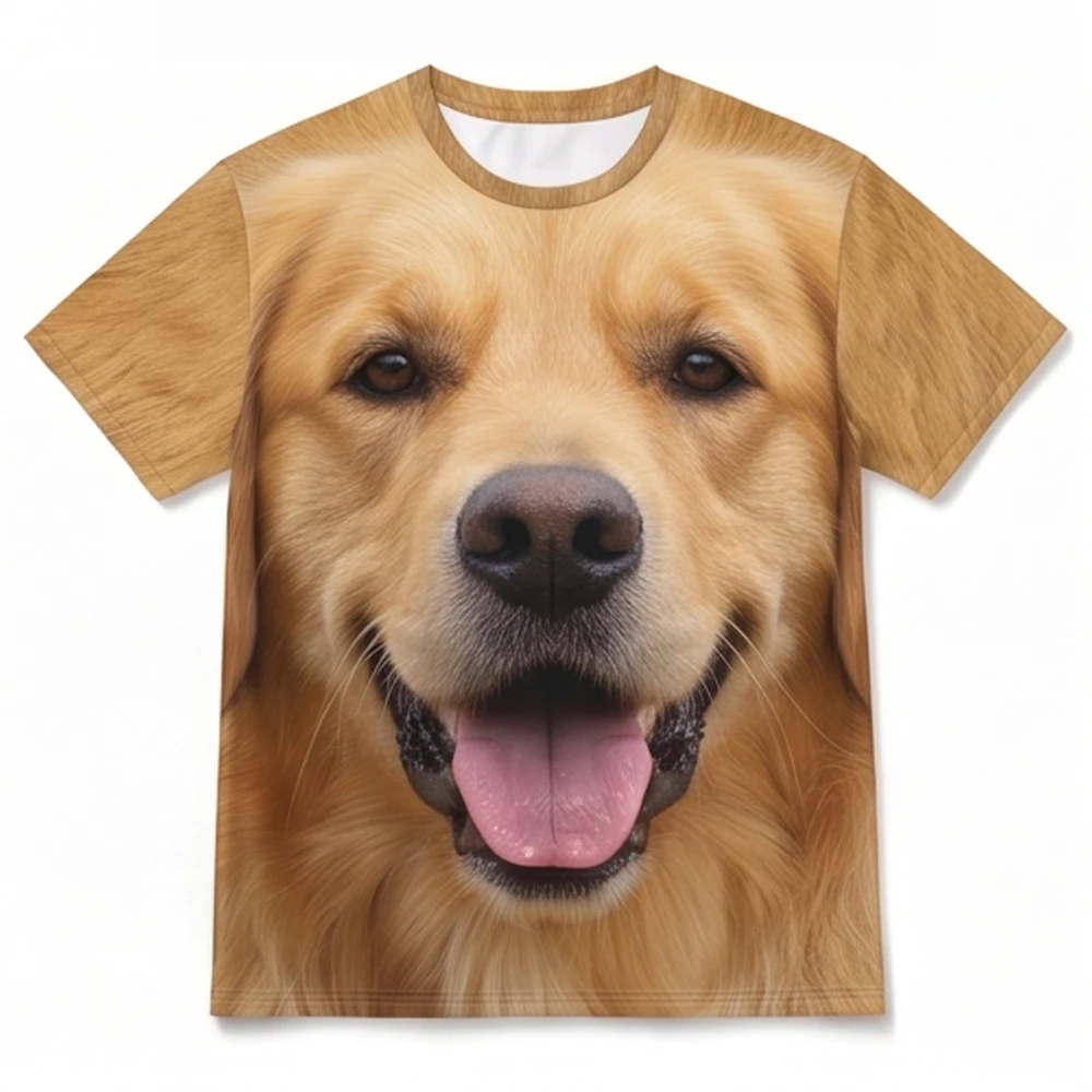 Personality Golden Retriever Pattern T Shirt Free Custom Made Name Number Logo Team T-shirt Nation Flag Country Photo Clothes