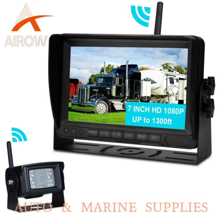 Airow auto Long Range Digital Wireless Backup Camera|Night Vision|1080P HD Reverse System for Truck RV Trailer 7