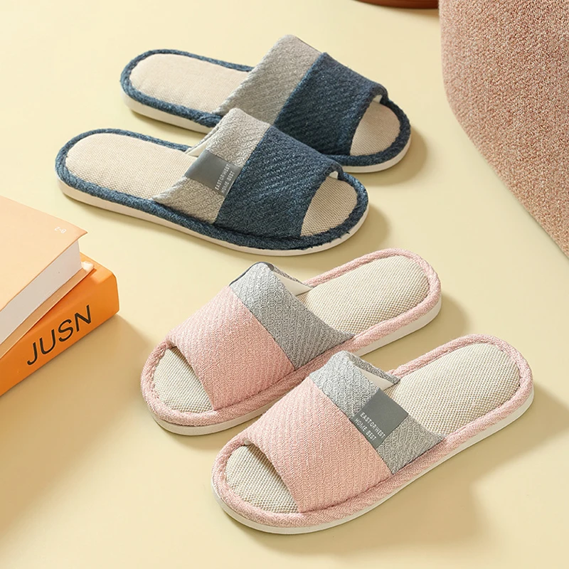 

Casual Women's Slippers Home Flats Hemp Spring Summer Luxury Designer Woman Shoes Fashion Indoor Slides Couple Soft Sole Elegant