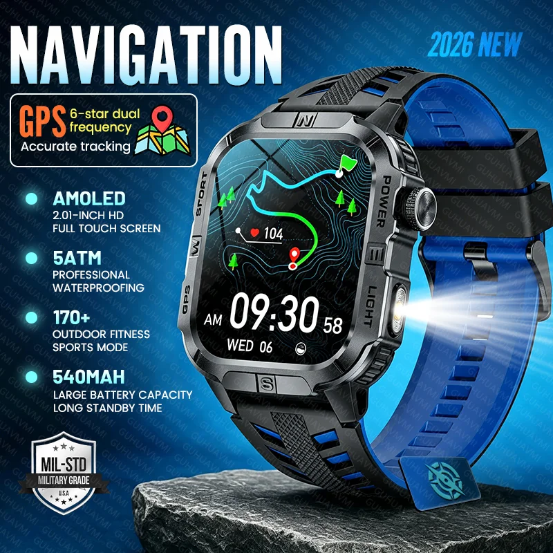 

Новые смарт-часы 2026 года с GPS-навигацией, компасом, водонепроницаемостью 5ATM, Bluetooth-звонками, 170+ спортивными режимами, для мужчин, для активного отдыха, AMOLED HD