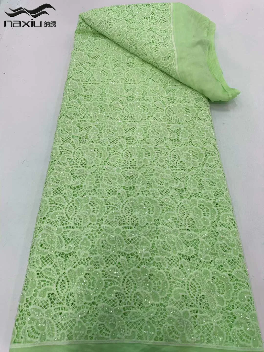 

Madison African Lace Fabric 5 Yards Embroiderd Nigerian Lace Fabric 2026 High Quality Sequins Chantilly Tulle Lace for Dress Sew