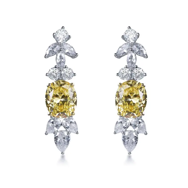 Wholesale 925 Sterling Silver Earring Fashion 3A yellow Zirconia Jewelry earring Cubic Zircon Earring For Women