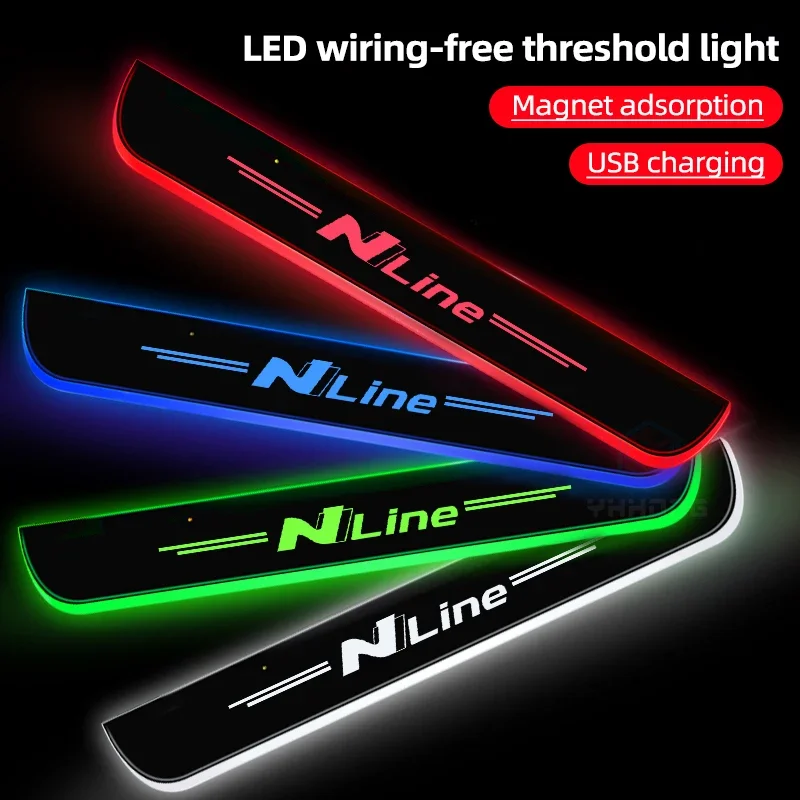 For Hyundai I30 Sonata Elantra i40 Kona Tucson N Line Auto Pedal Light Sill Pathway Welcome Scuff Light Car Door Decorate Lamps