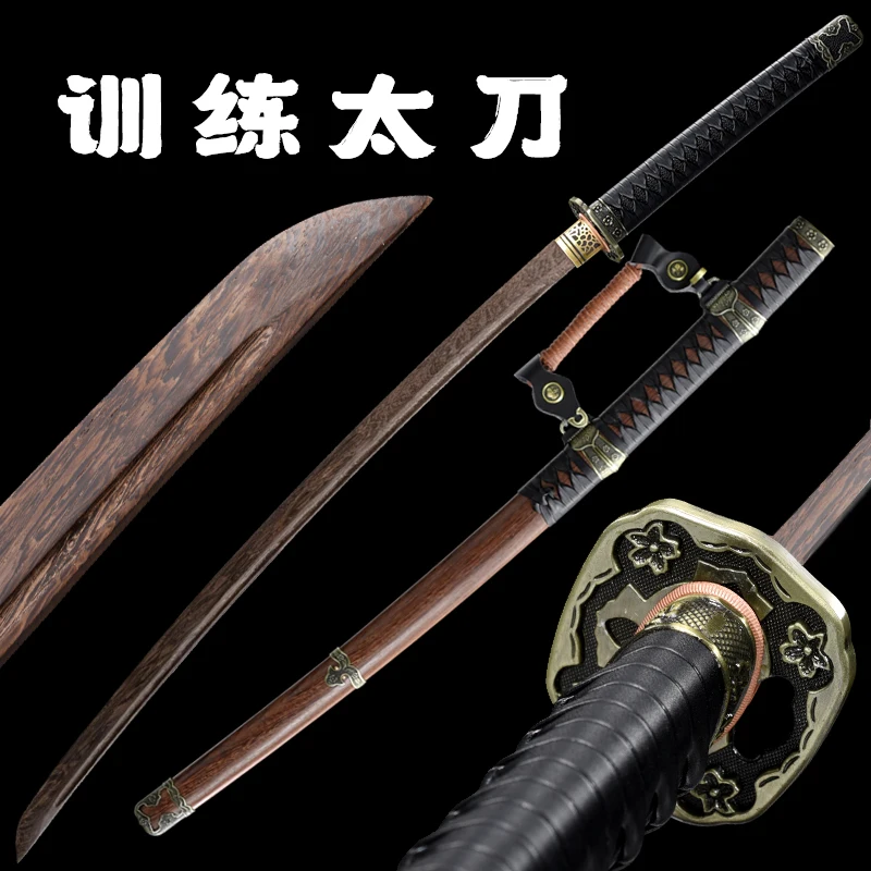 

Wooden Training Katana Samurai Practice Taichi Sword, Alloy Fittings,Hardwood Saya, Safe for Kendo ,Cosplay Use,Home Decorative