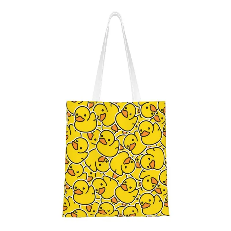 Bolso de mano con estampado divertido para compras, bolso de mano de lona para compras, amarillo, clásico, pato de goma, gótico